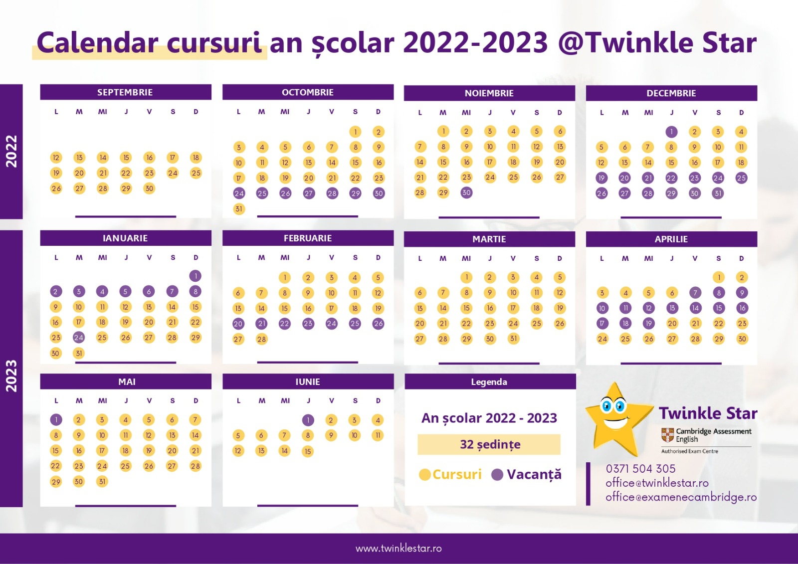 Calendar An Scolar 2022 - 2023 - Twinkle Star